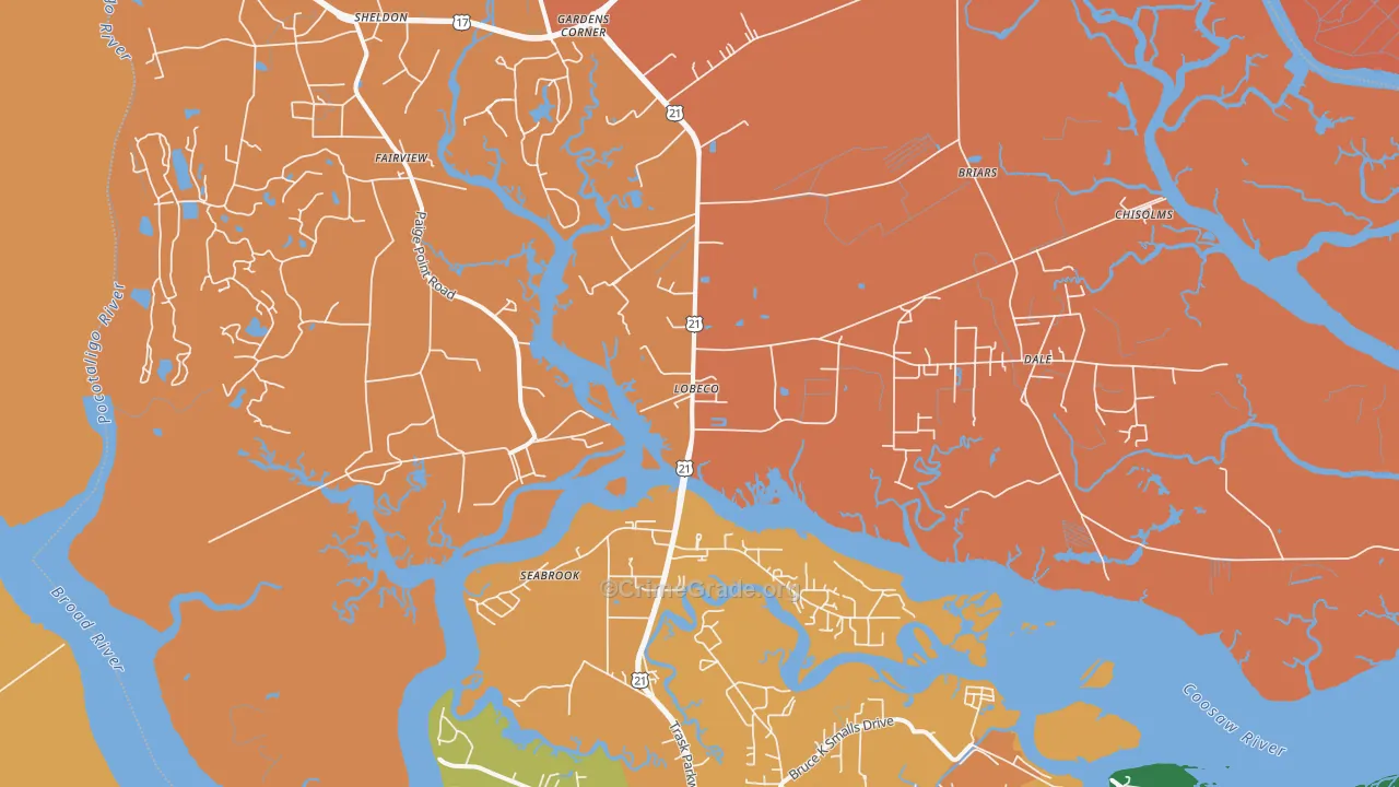 Seabrook, SC Map of Vandalism Rates