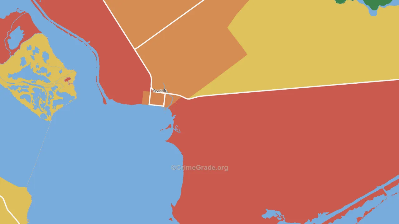 Seadrift, TX Map of Vandalism Rates
