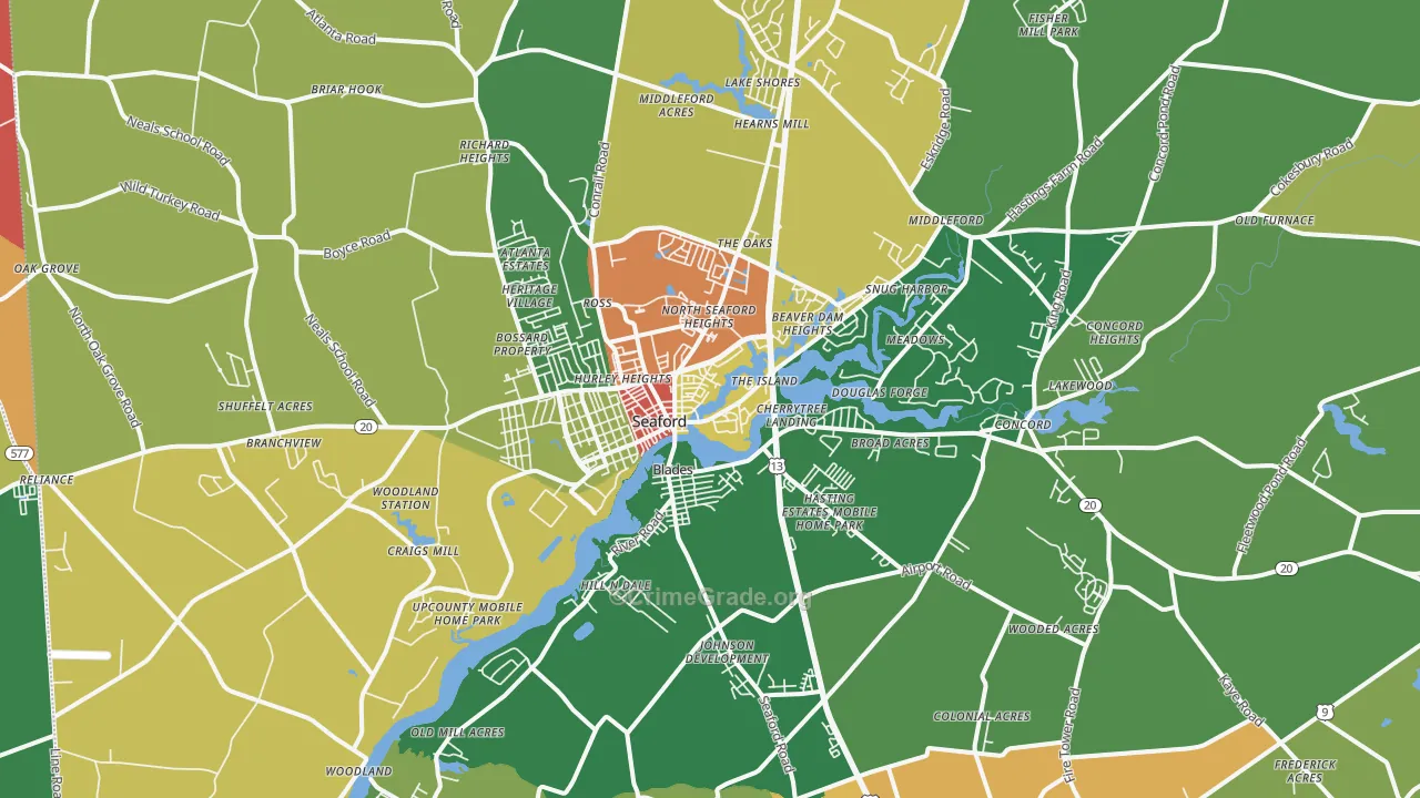 Seaford, DE Map of Vandalism Rates