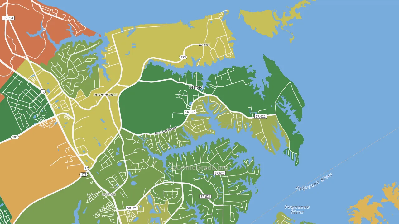 Seaford, VA Map of Vandalism Rates