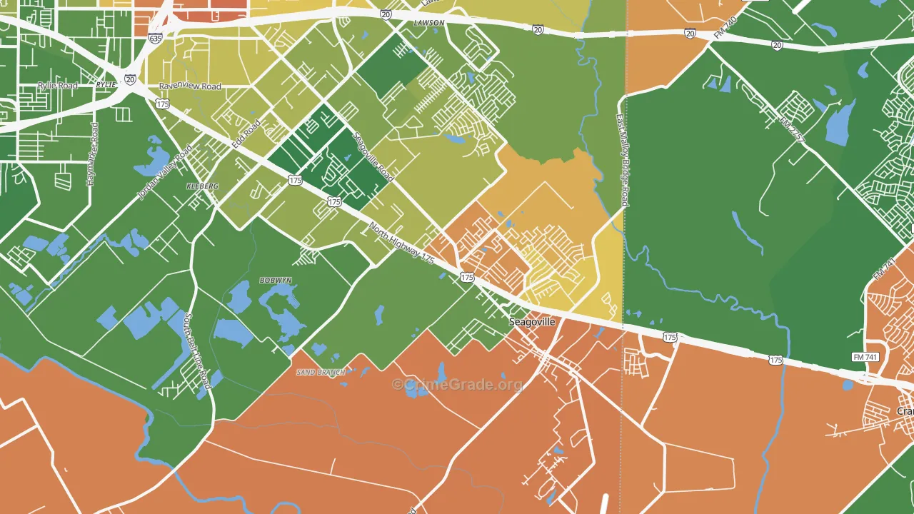Seagoville, TX Map of Vandalism Rates