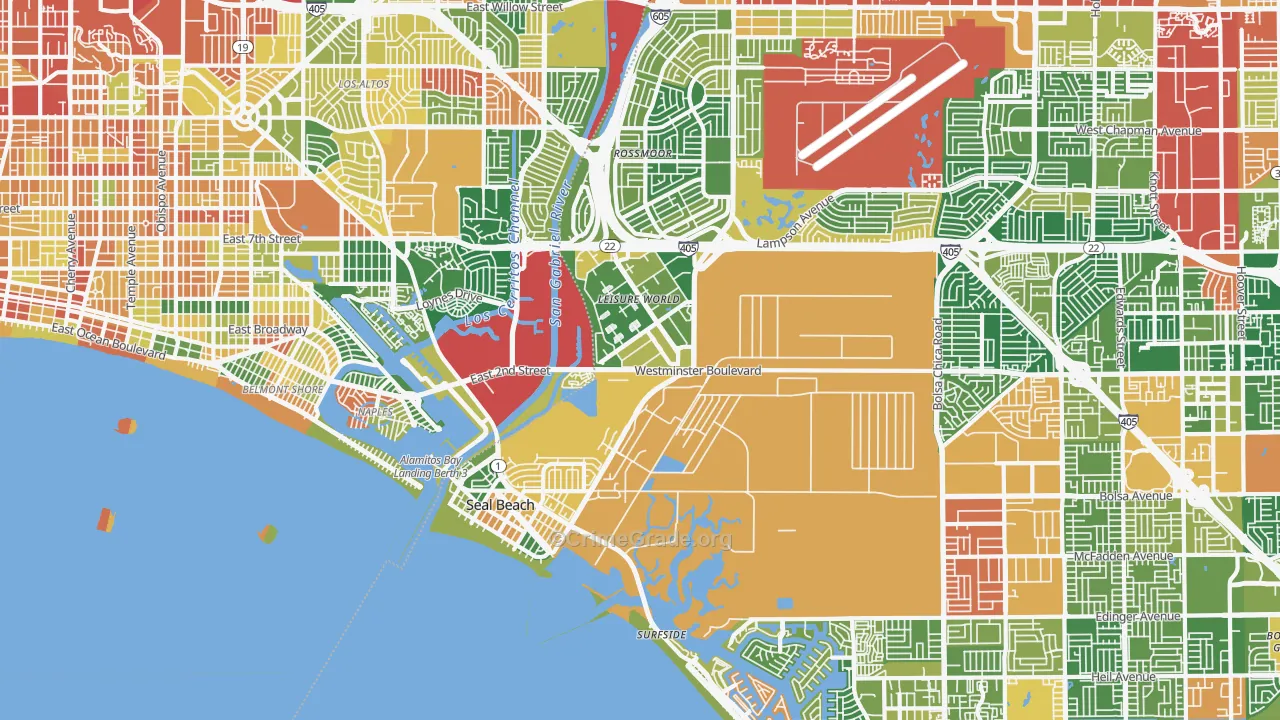 Seal Beach, CA Map of Vandalism Rates
