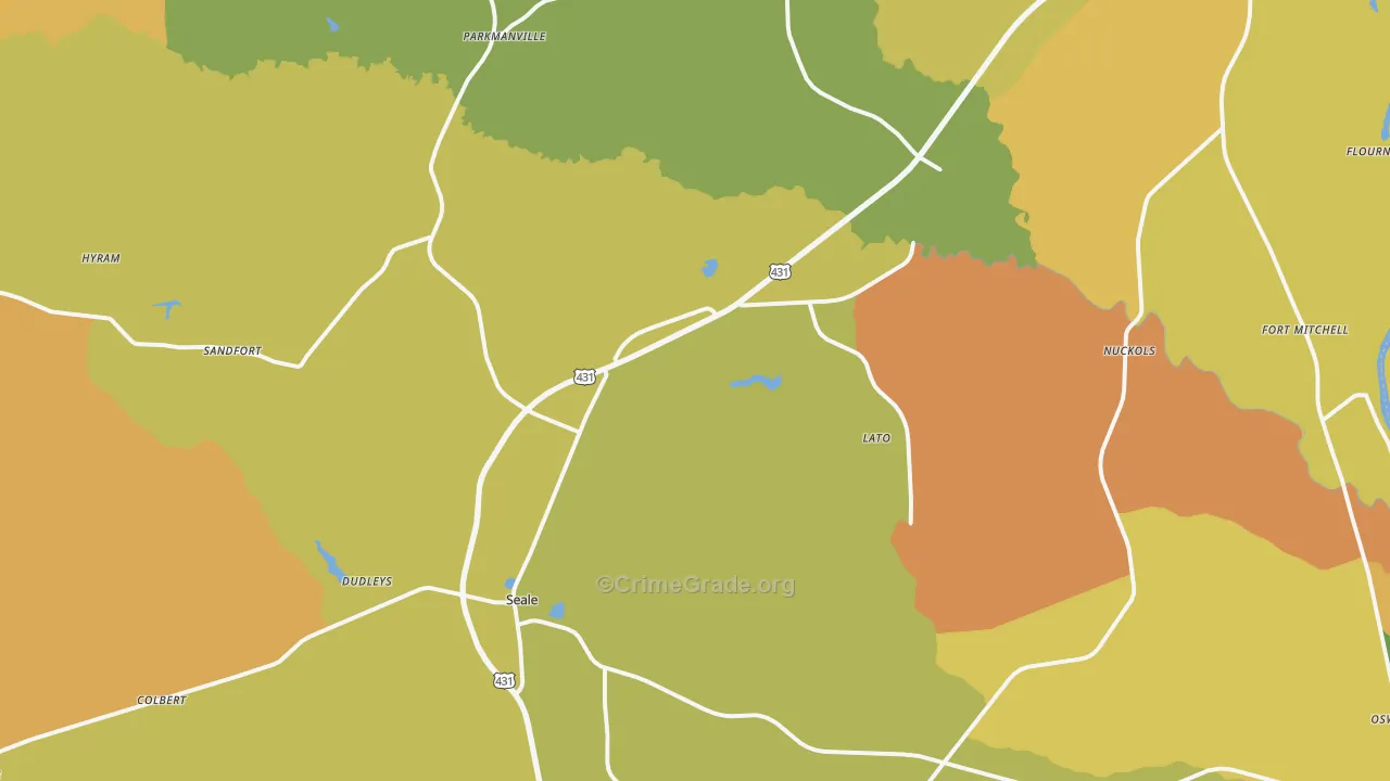 Seale, AL Map of Vandalism Rates