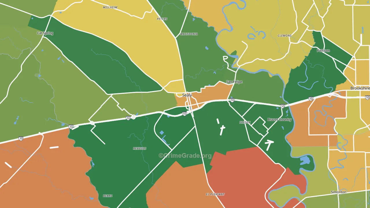 Sealy, TX Map of Vandalism Rates