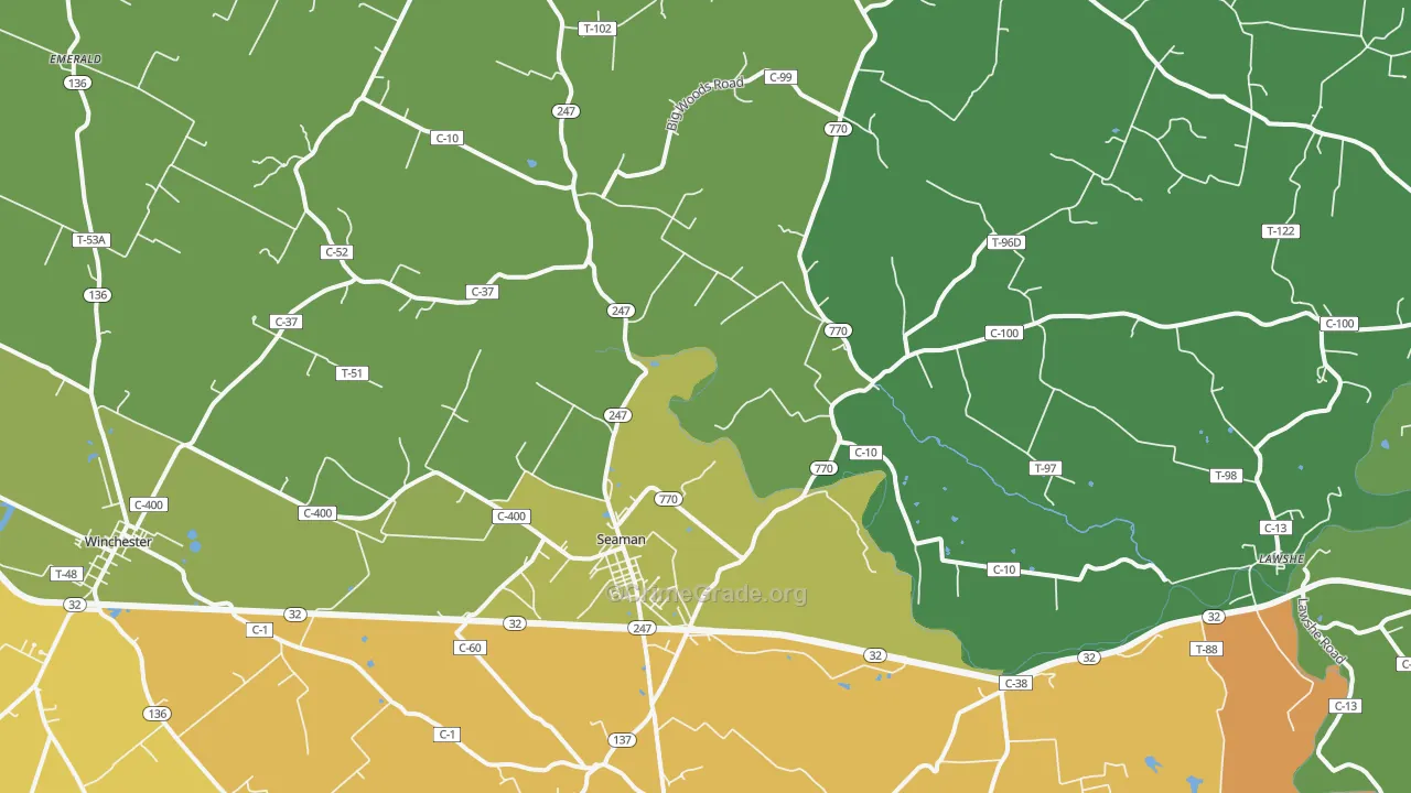 Seaman, OH Map of Vandalism Rates