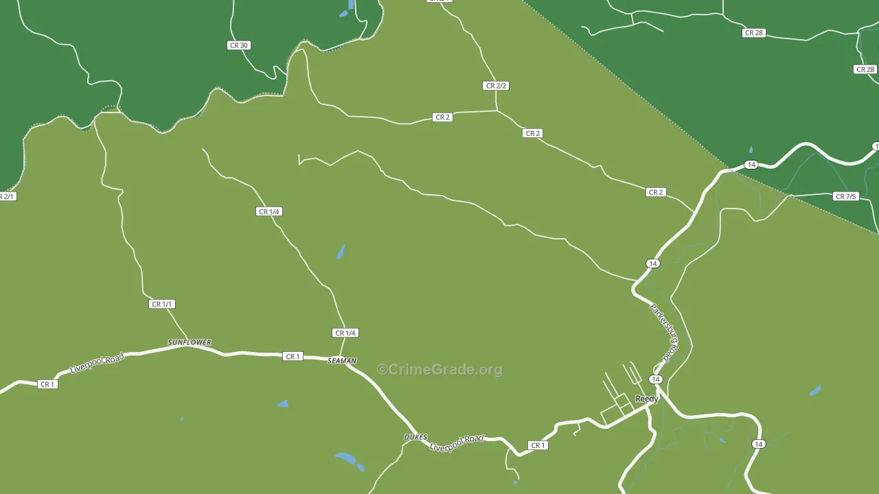 Seaman, WV Map of Vandalism Rates