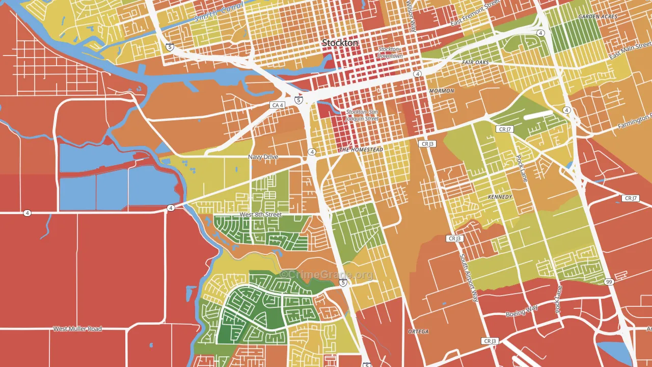 Seaport, Stockton, CA Map of Vandalism Rates