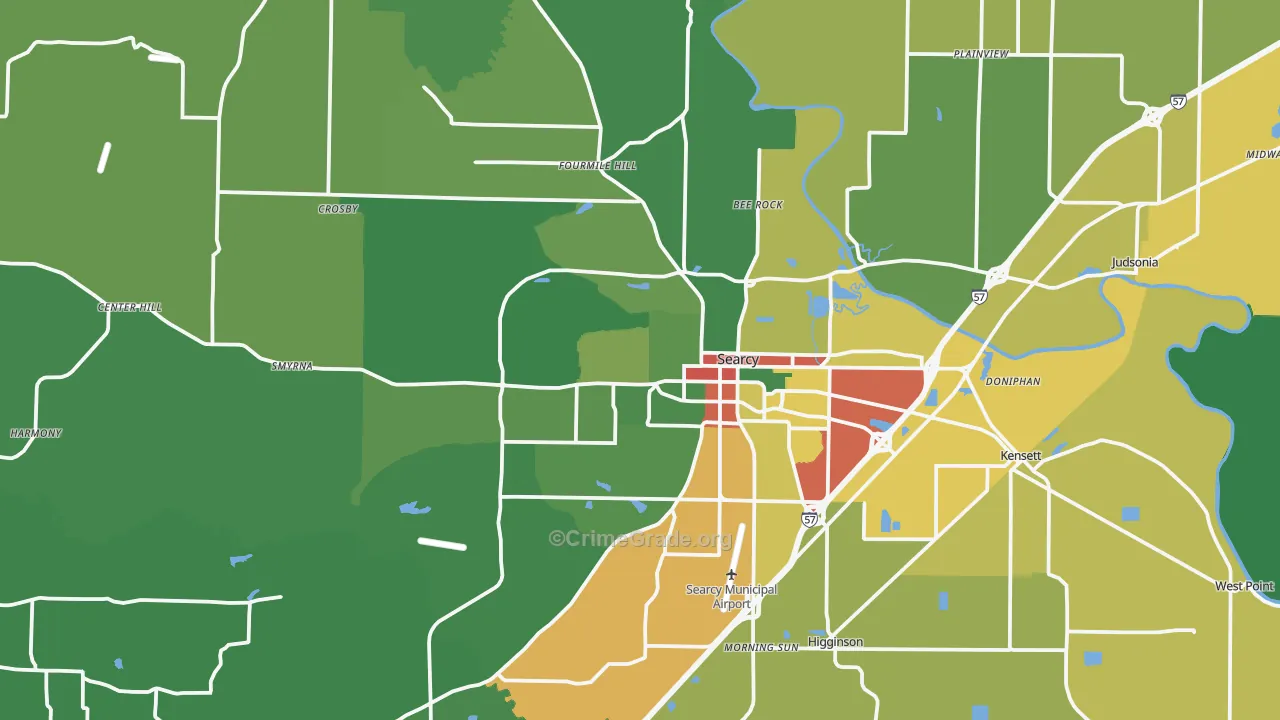 Searcy, AR Map of Vandalism Rates