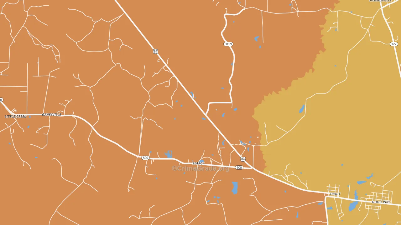 Searcy, LA Map of Vandalism Rates