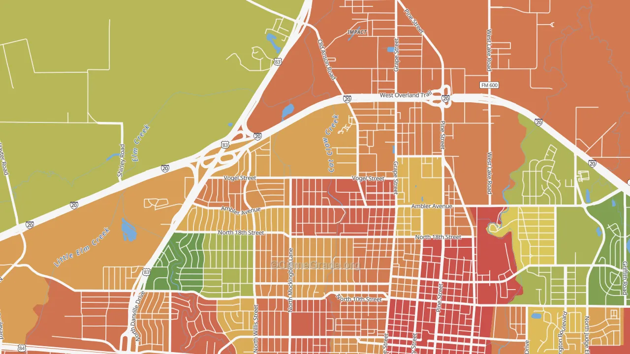 Sears Park Area, Abilene, TX Map of Vandalism Rates
