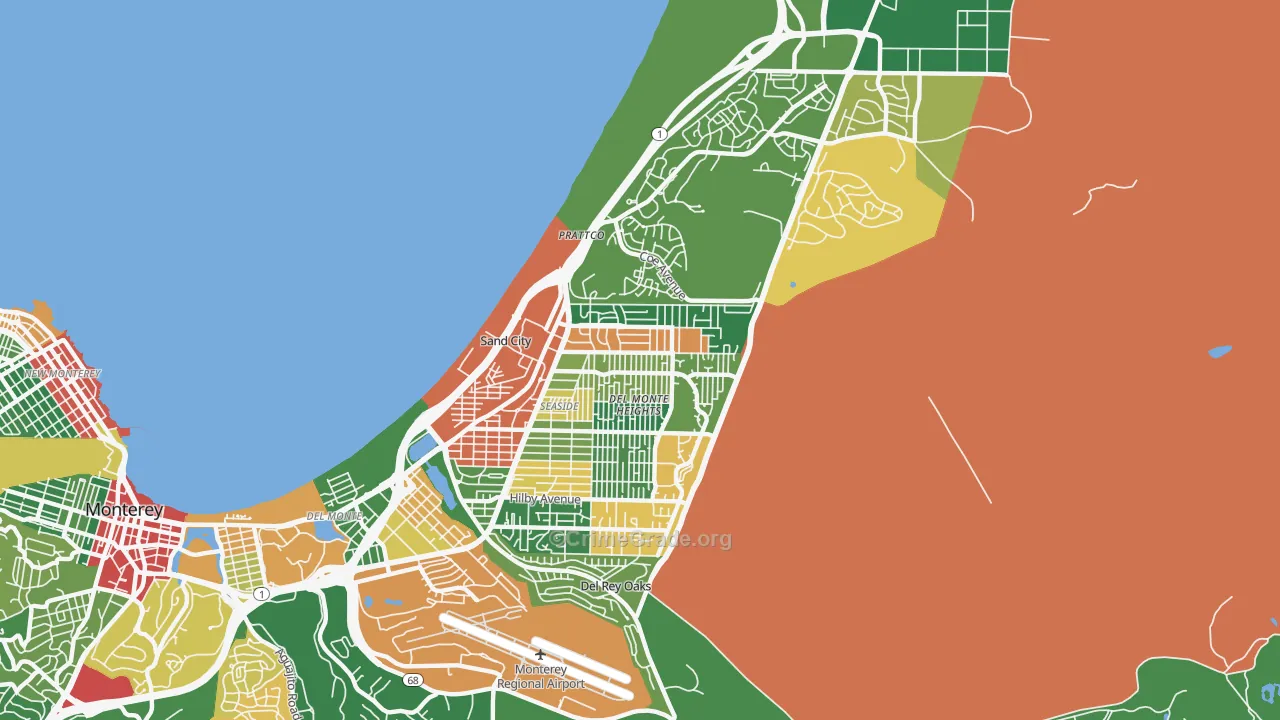 Seaside, CA Map of Vandalism Rates
