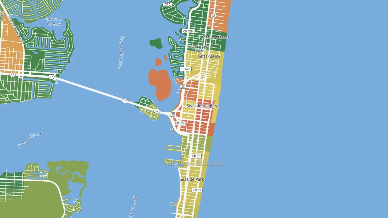 Seaside Heights, NJ Map of Vandalism Rates