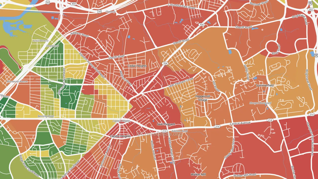 Seat Pleasant, MD Map of Vandalism Rates