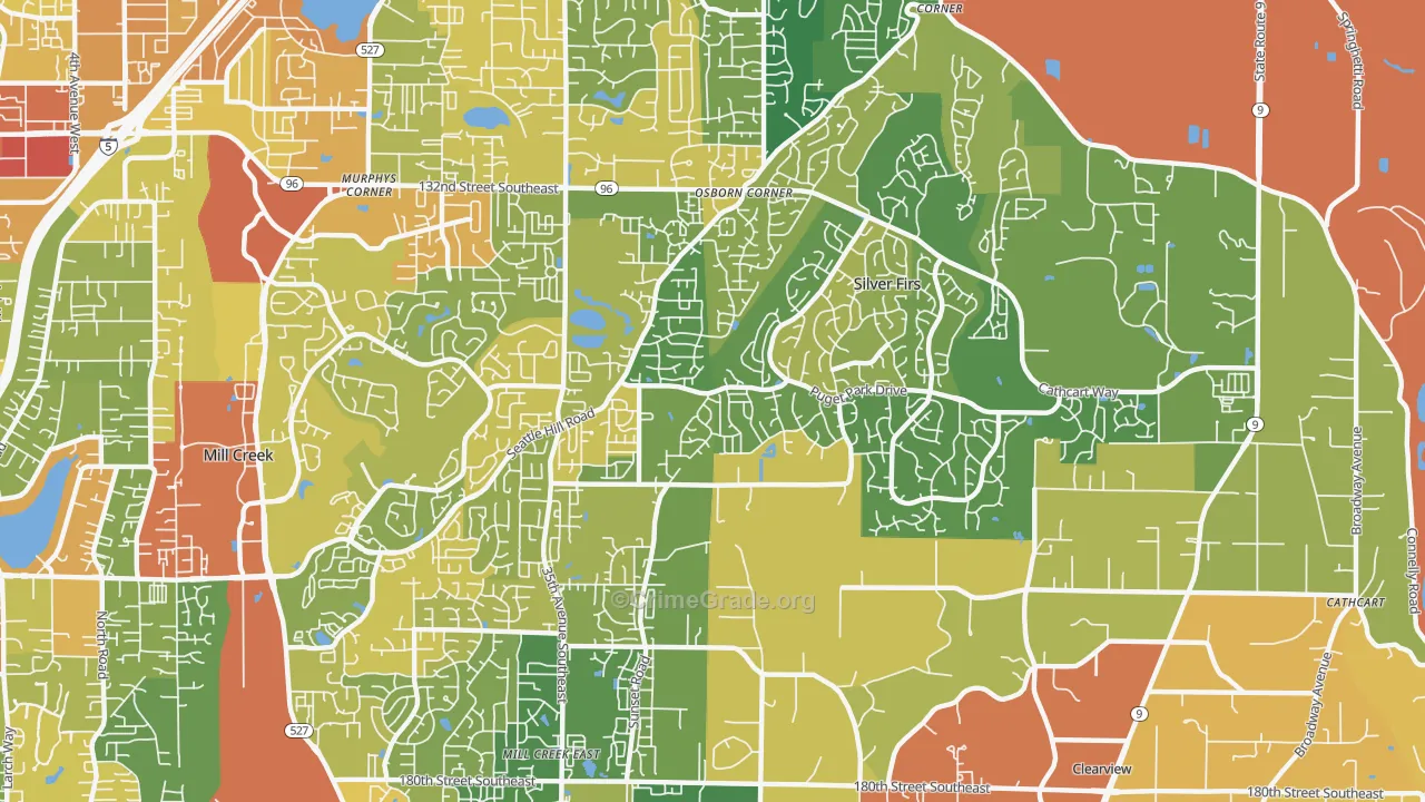 Seattle Hill-Silver Firs, Silver Firs, WA Map of Vandalism Rates