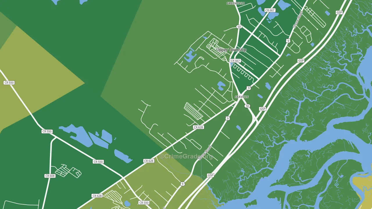 Seaville, NJ Map of Vandalism Rates