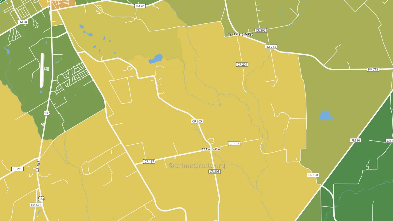 Seawillow, TX Map of Vandalism Rates