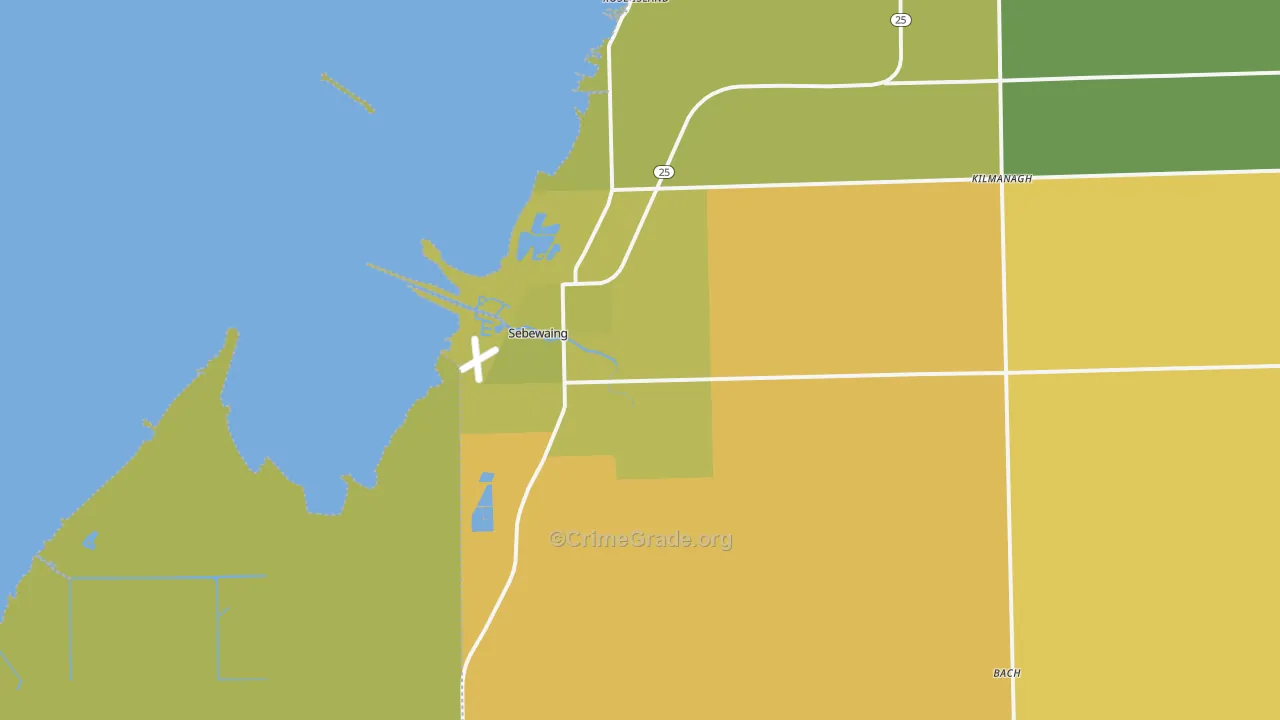 Sebewaing, MI Map of Vandalism Rates