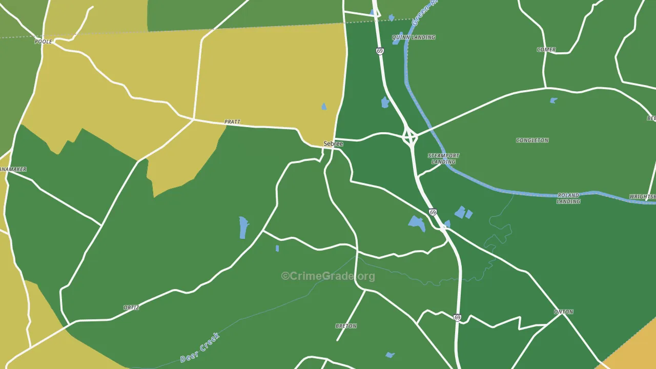 Sebree, KY Map of Vandalism Rates