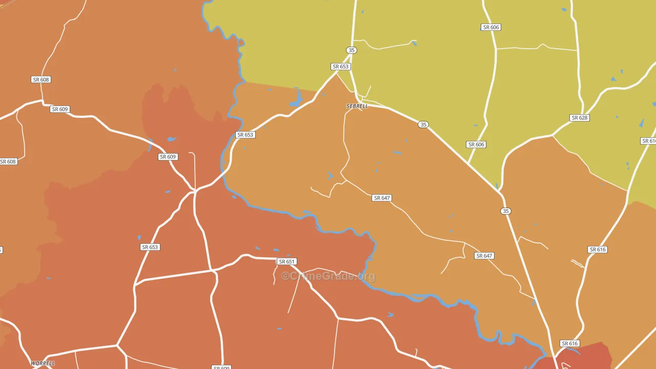 Sebrell, VA Map of Vandalism Rates