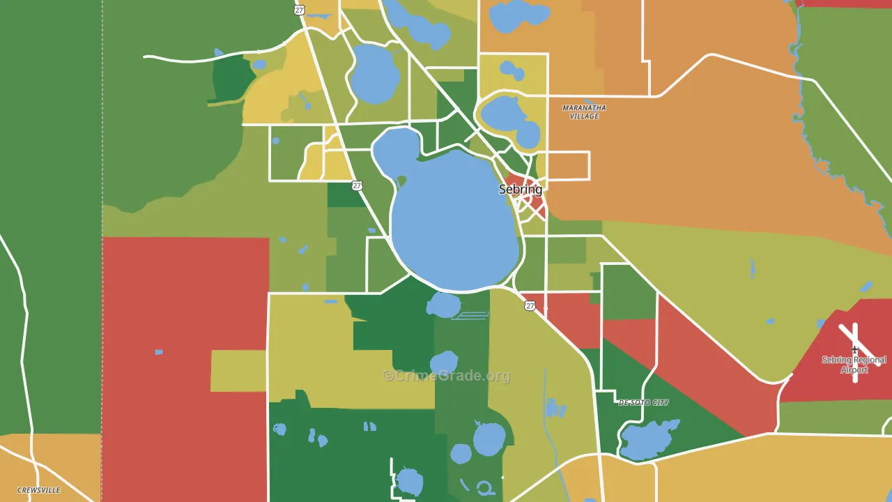Sebring, FL Map of Vandalism Rates