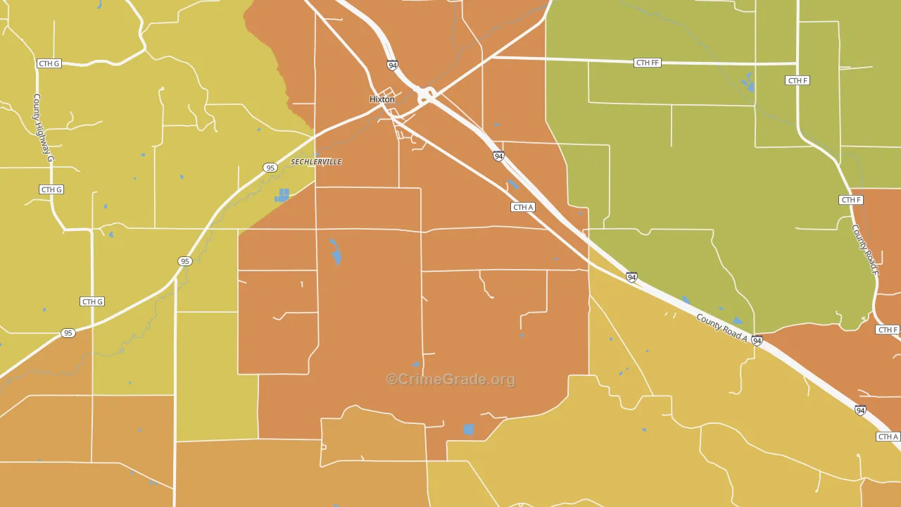 Sechlerville, WI Map of Vandalism Rates