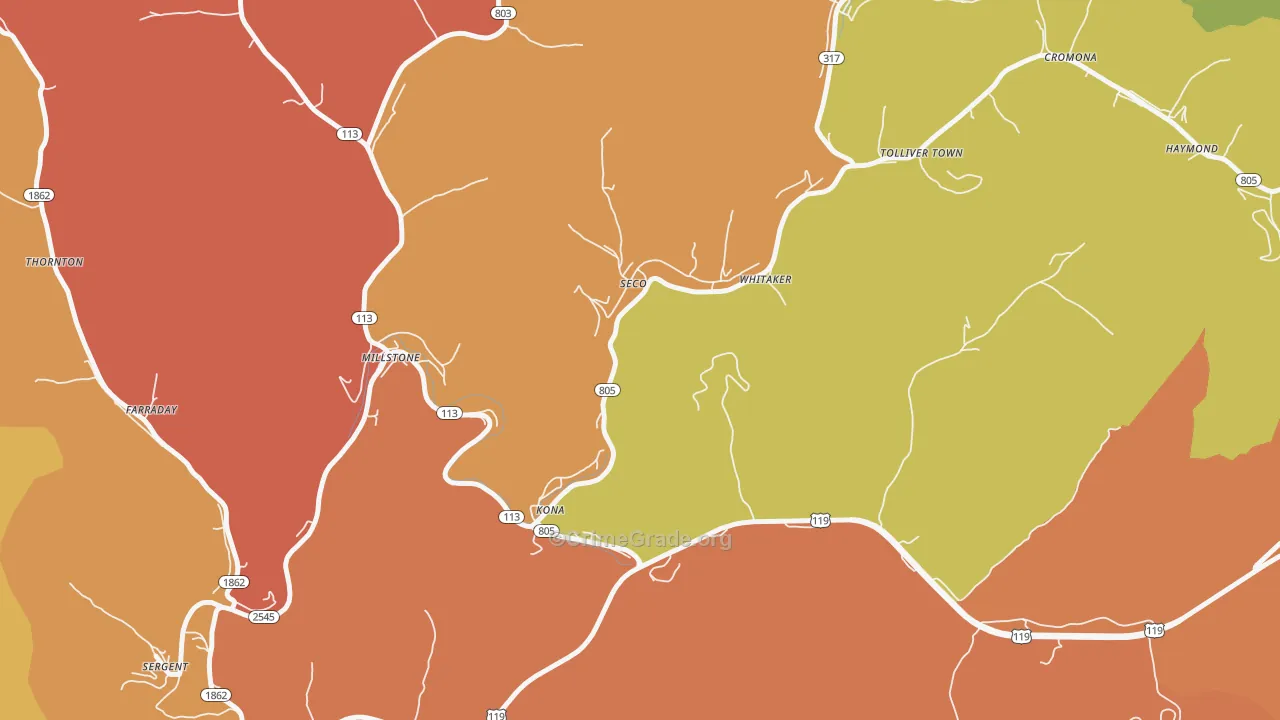Seco, KY Map of Vandalism Rates