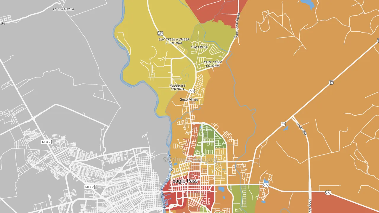 Seco Mines, TX Map of Vandalism Rates