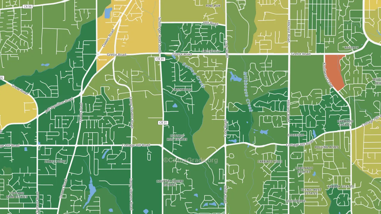 Second Creek, Mobile, AL Map of Vandalism Rates