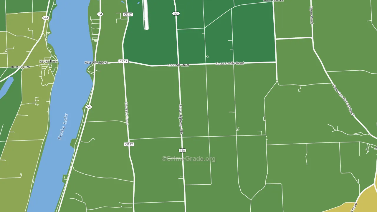 Second Milo, NY Map of Vandalism Rates