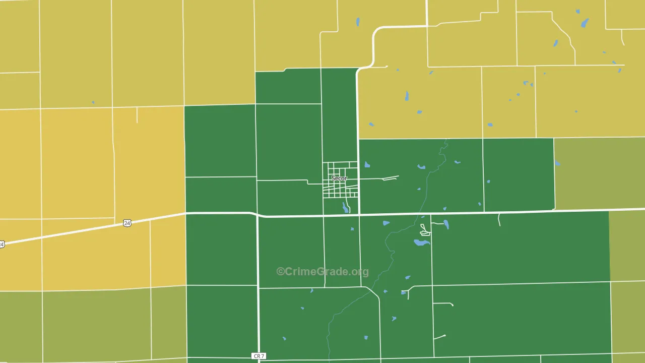 Secor, IL Map of Vandalism Rates