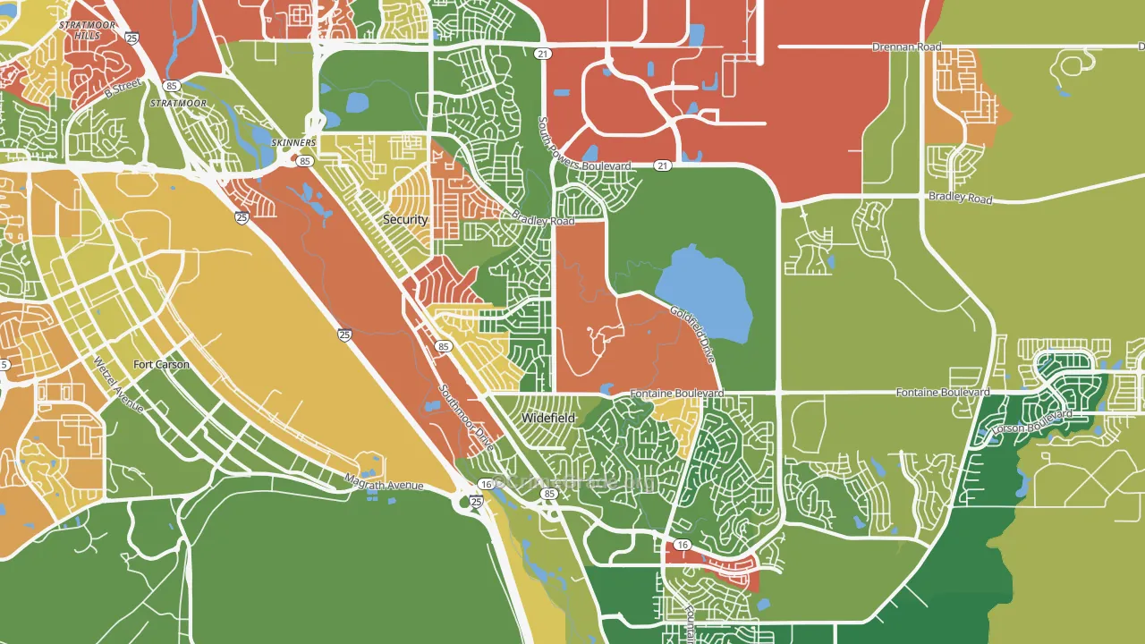 Security-Widefield, CO Map of Vandalism Rates