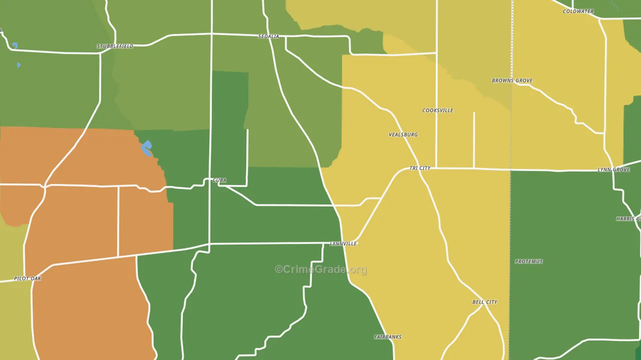 Sedalia, KY Map of Vandalism Rates