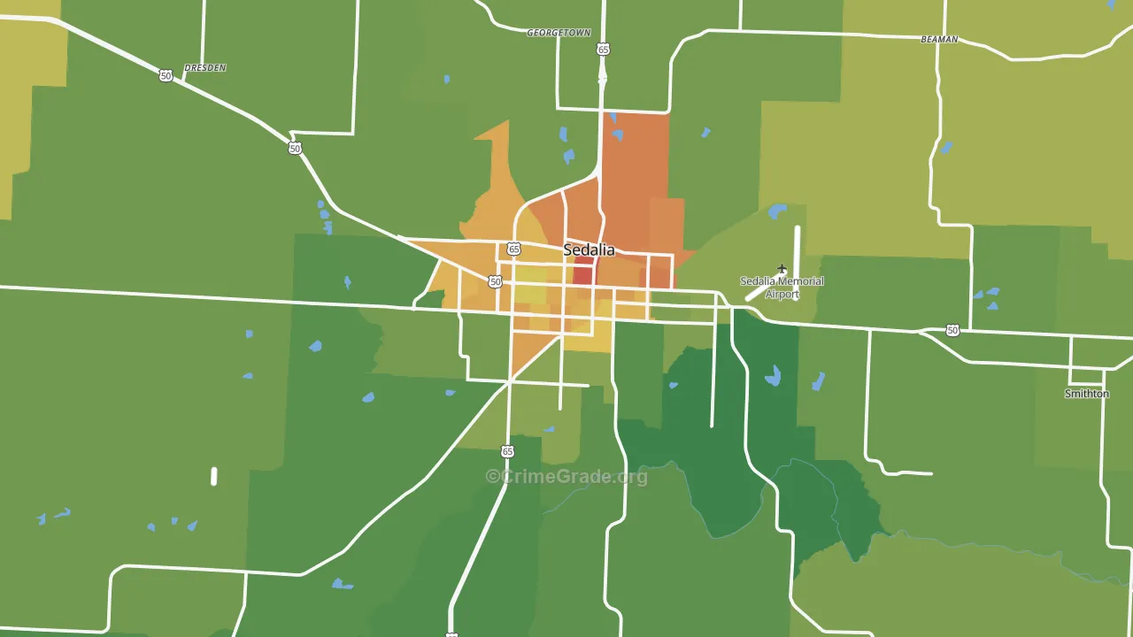 Sedalia, MO Map of Vandalism Rates