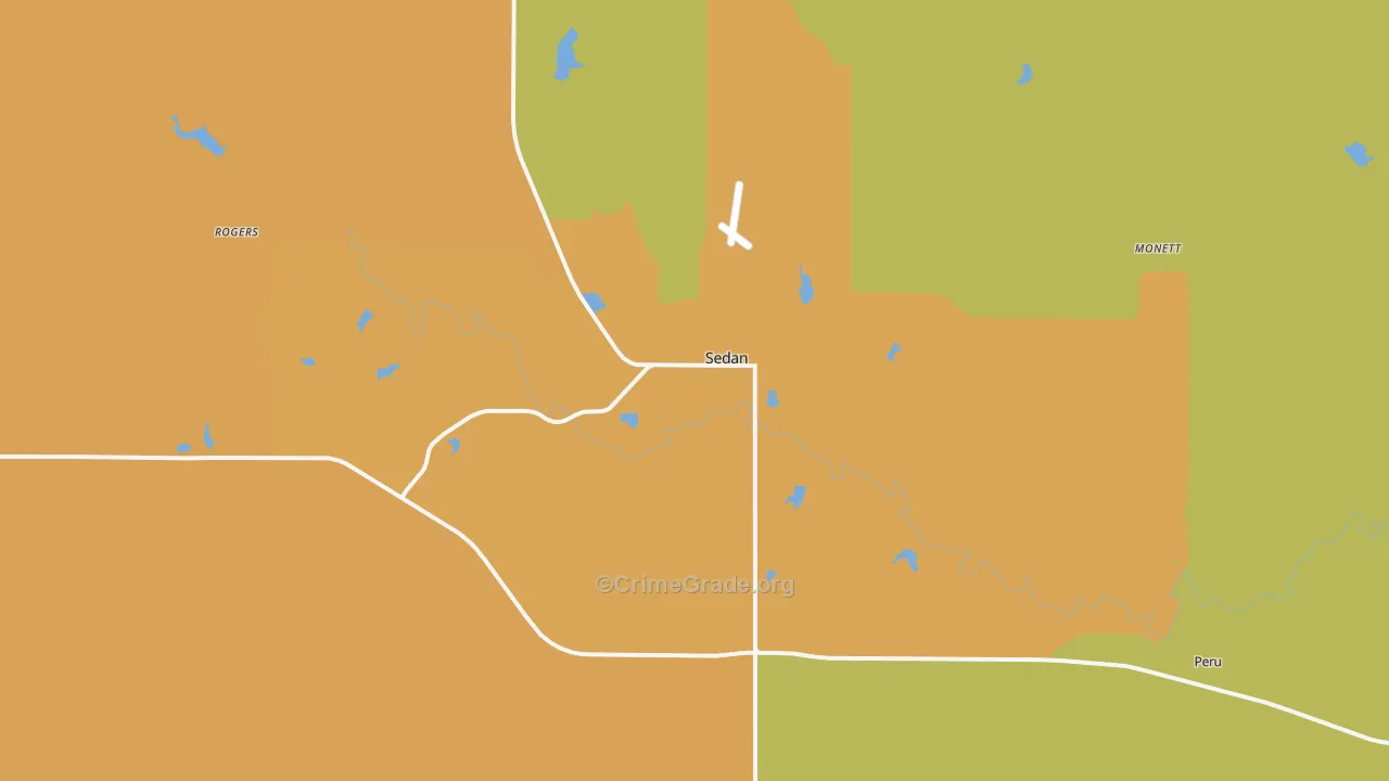 Sedan, KS Map of Vandalism Rates