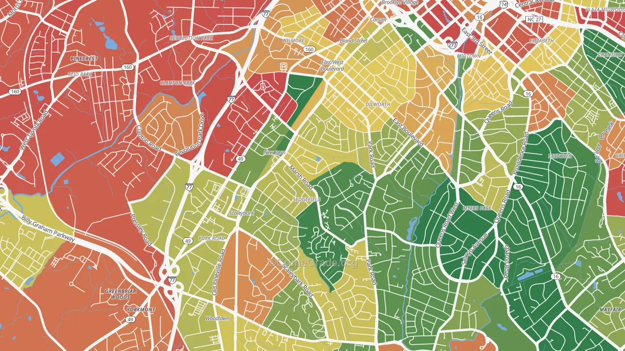 Sedgefield, Charlotte, NC Map of Vandalism Rates
