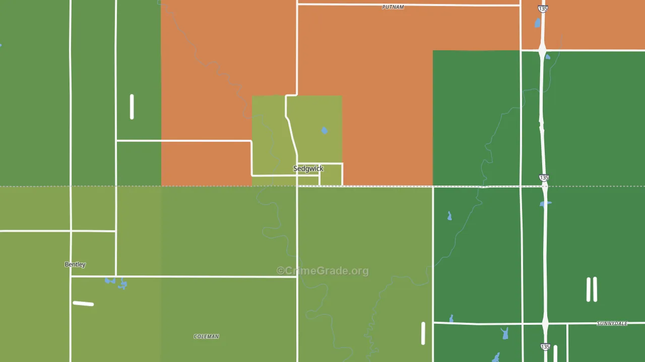 Sedgwick, KS Map of Vandalism Rates