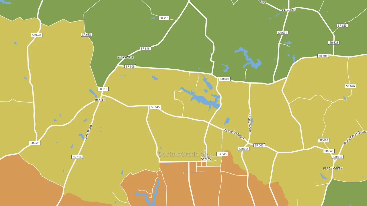 Sedley, VA Map of Vandalism Rates