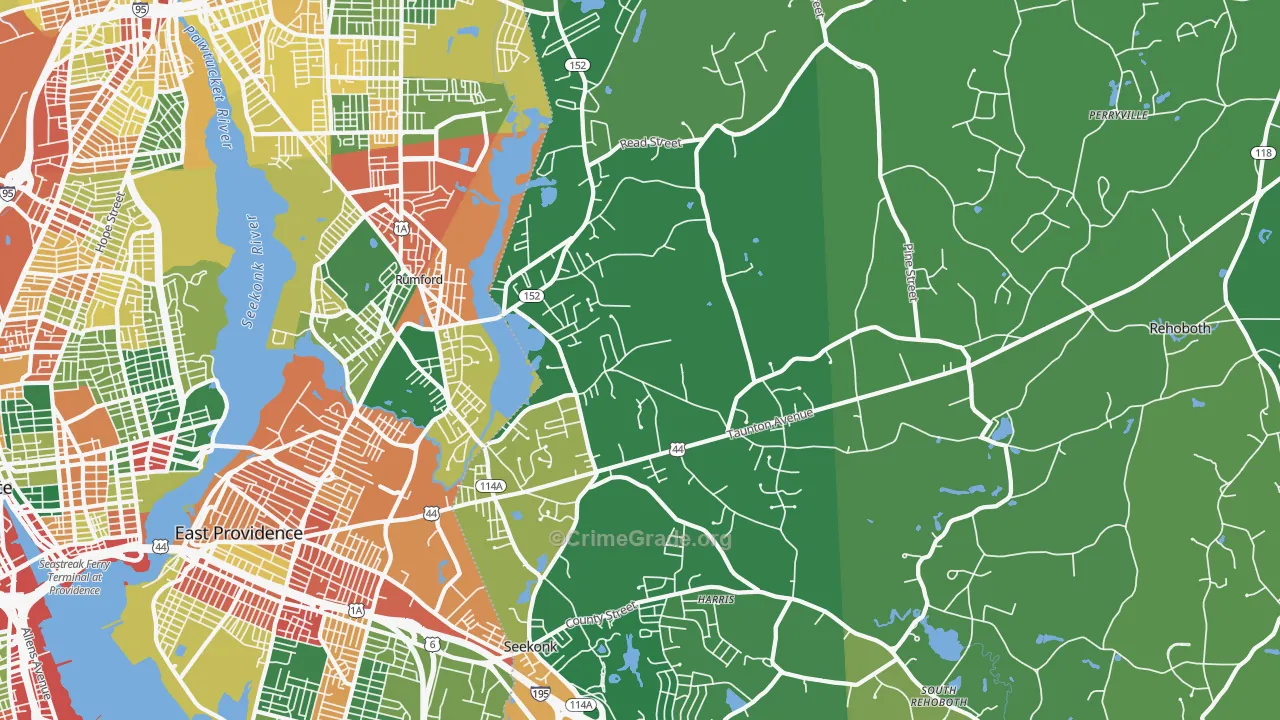 Seekonk, MA Map of Vandalism Rates