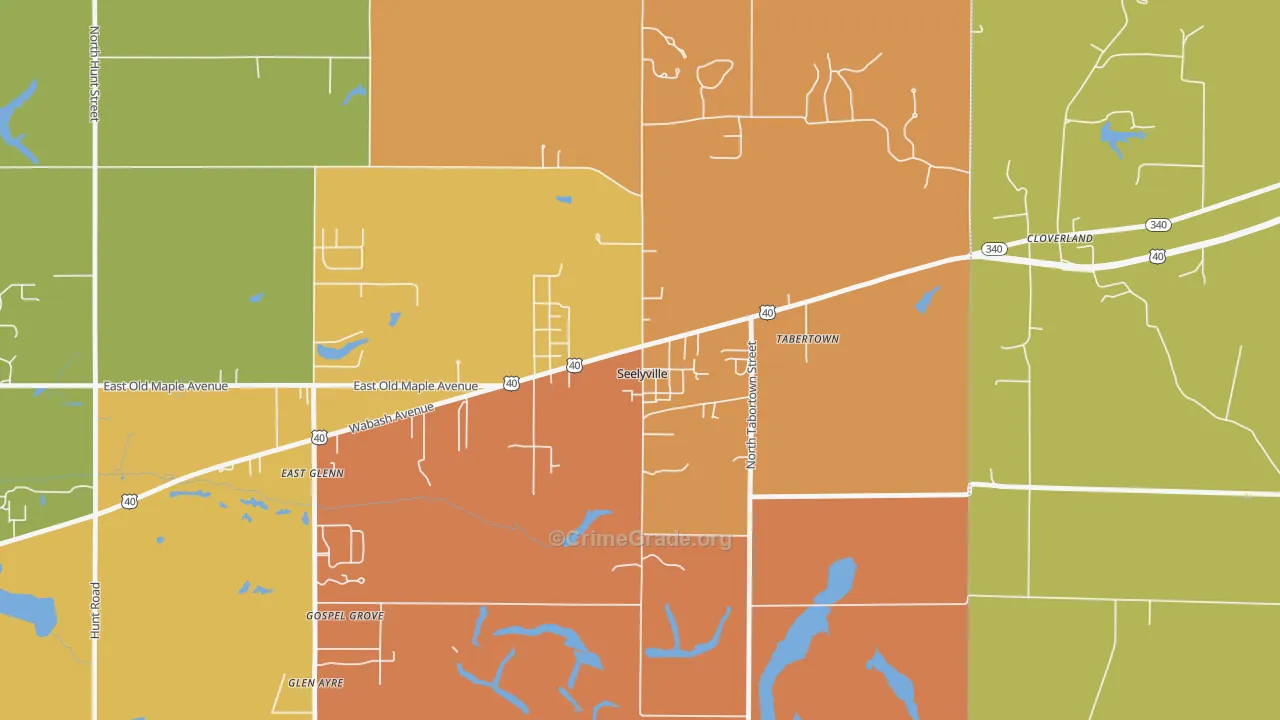 Seelyville, IN Map of Vandalism Rates