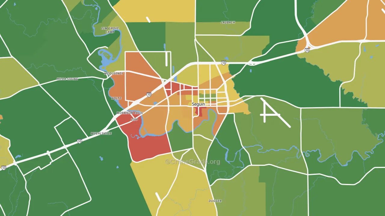 Seguin, TX Map of Vandalism Rates