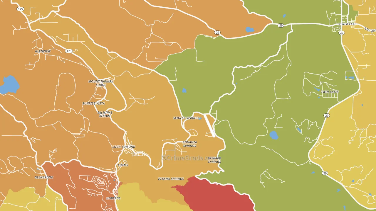 Seigler Springs, CA Map of Vandalism Rates