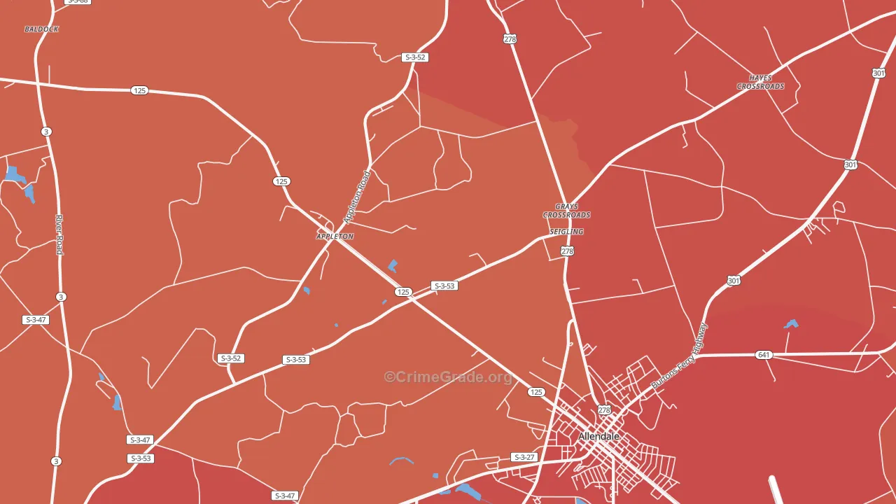 Seigling, SC Map of Vandalism Rates