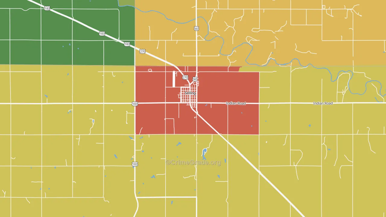 Seiling, OK Map of Vandalism Rates