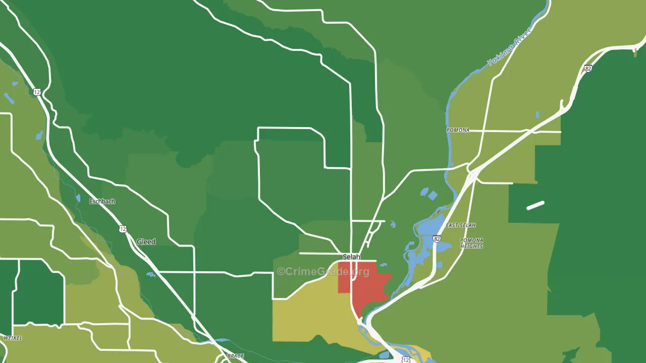 Selah, WA Map of Vandalism Rates