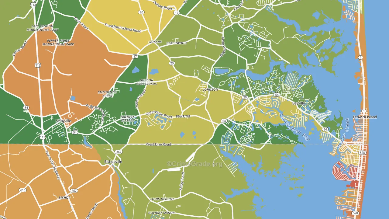 Selbyville, DE Map of Vandalism Rates