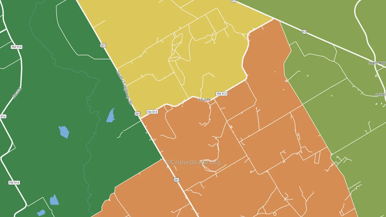 Selden, TX Map of Vandalism Rates