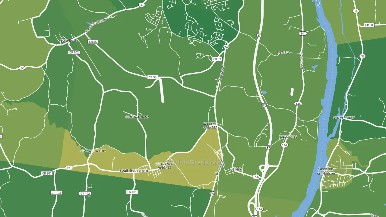 Selkirk, NY Map of Vandalism Rates