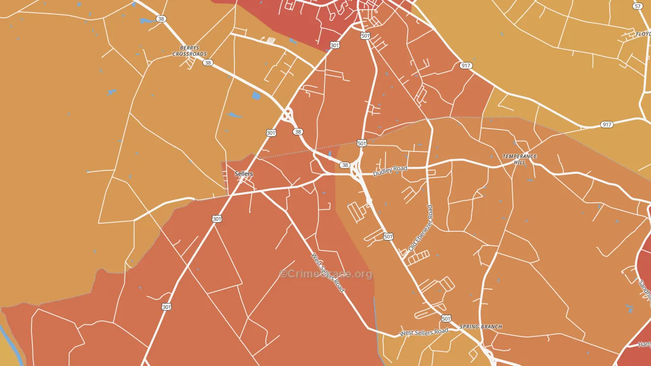 Sellers, SC Map of Vandalism Rates