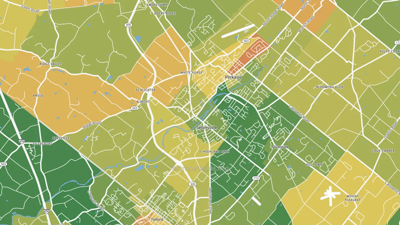 Sellersville, PA Map of Vandalism Rates