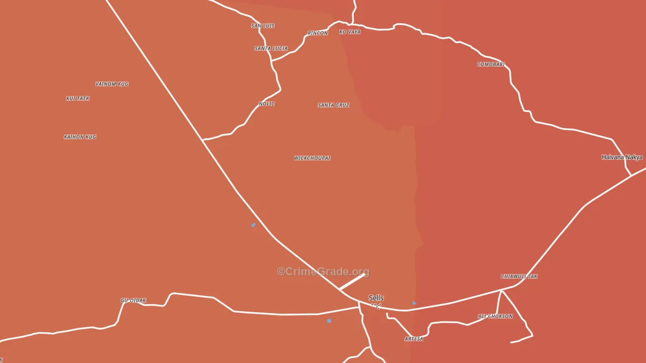 Sells, AZ Map of Vandalism Rates